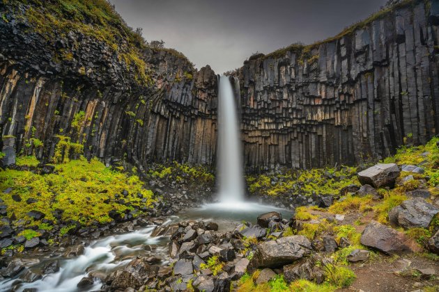 De zwarte basaltkolommen van Svartifoss