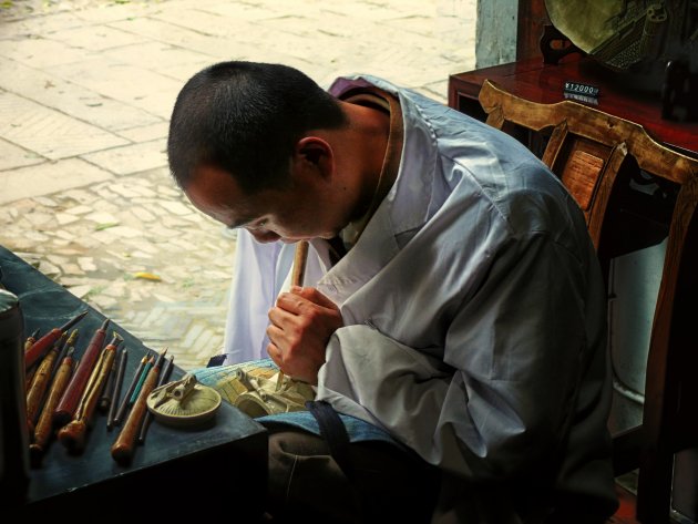 Houtbewerker in Suzhou