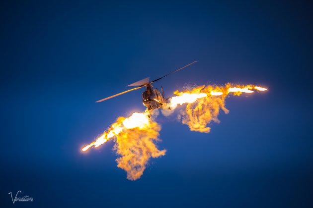 Staat deze heli in brand?