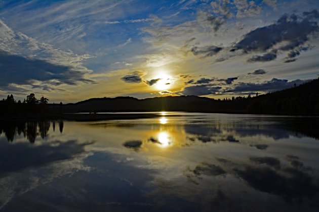 Zonsondergang in Jämtland Zweden