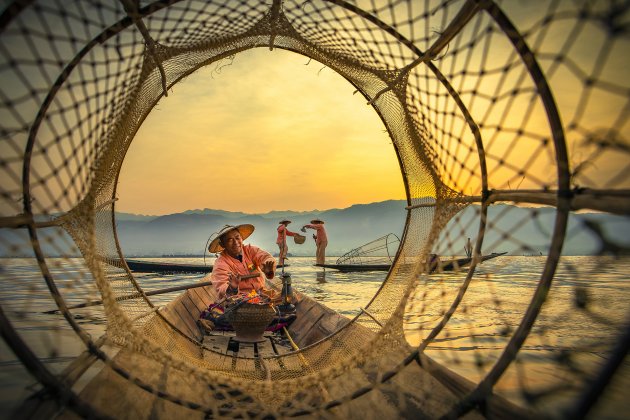 Vissers op het Inle meer