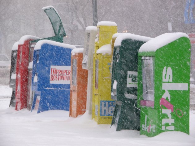 Newspaper boxes, Boston, USA