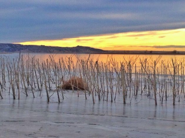 Bevroren meer in Noord-Dakota