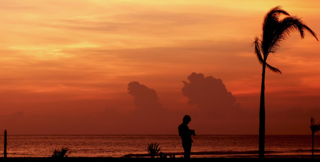 Silhouet in oranje