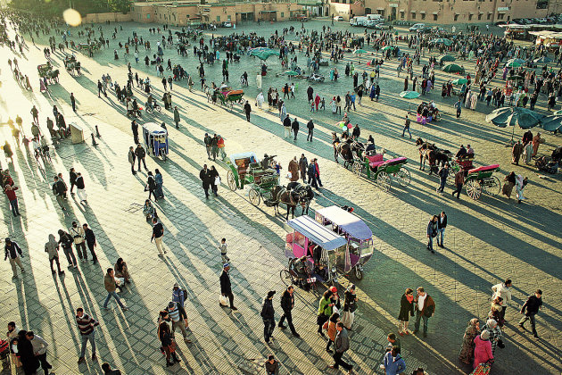 het Djemaa el Fna plein in Marrakech