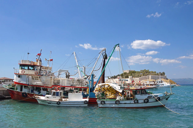 Vogeleiland met een fort in Kusadasi