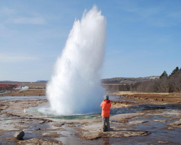 Eerste rang bij Strokkur Geyser