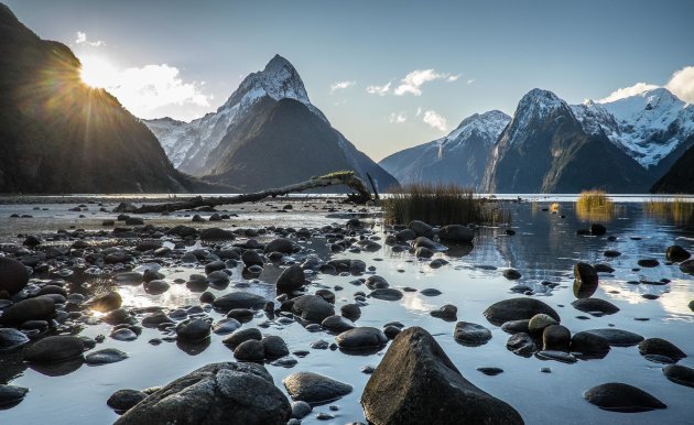 Milford sound on a sunny day