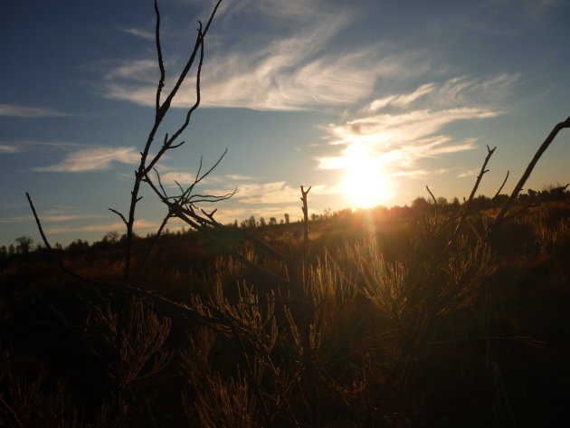 Zonsondergang in het hart van Australië