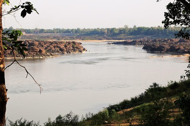 Laag water in de Mekong.