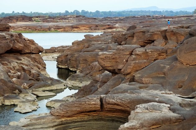 Laag water in de Mekong.