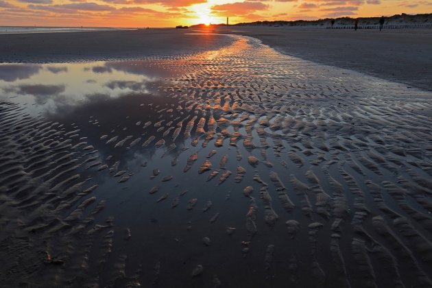 Zonsondergang op het strand van Blavand