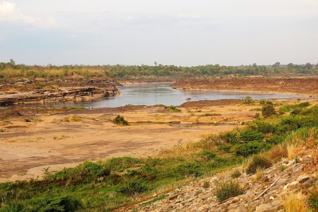 Laag water in de Mekong