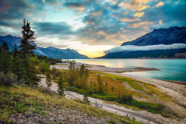 Lake Abraham in de ochtend