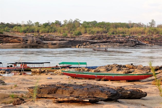 Laag water in de Mekong.