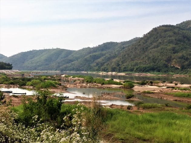 Laag water in de Mekong.