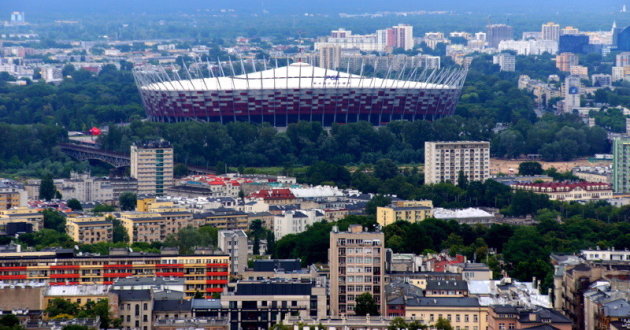 uitzicht op het voetbalstadion