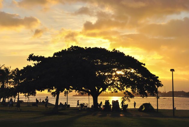 Zwoele avond in Honolulu