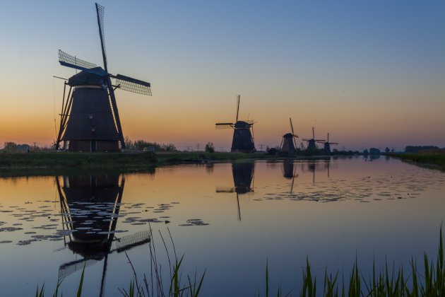 Bezoek Kinderdijk met zonsopkomst